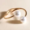 Adorne - Double Pearl Hinged Bangle Gold/Cream 1545