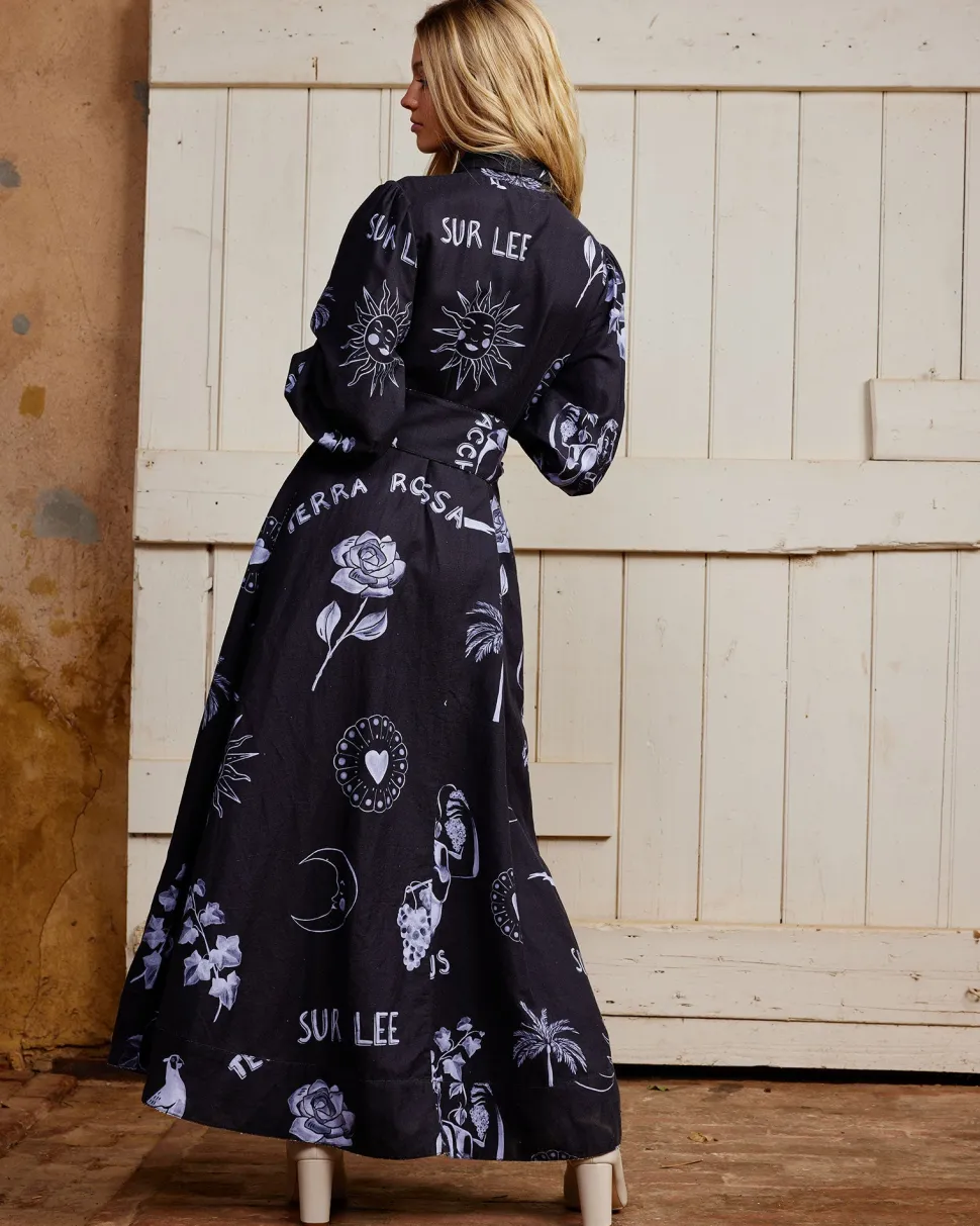 binny__bacchus_printed_co_2.webp Binny - BACCHUS Printed cotton linen maxi dress with tie - The Elements