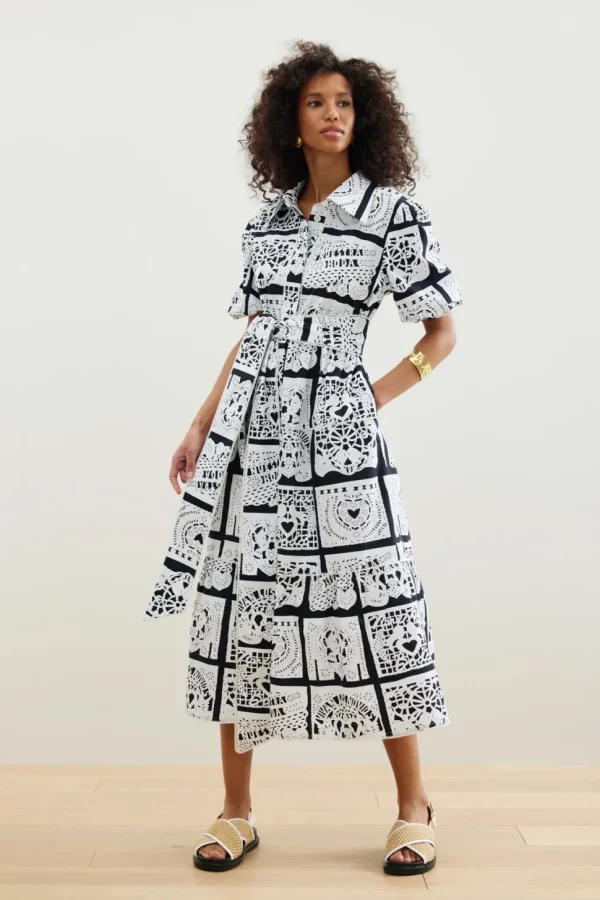 Binny - CASAMIENTO - Flags Black/White - Cotton Shirt Dress