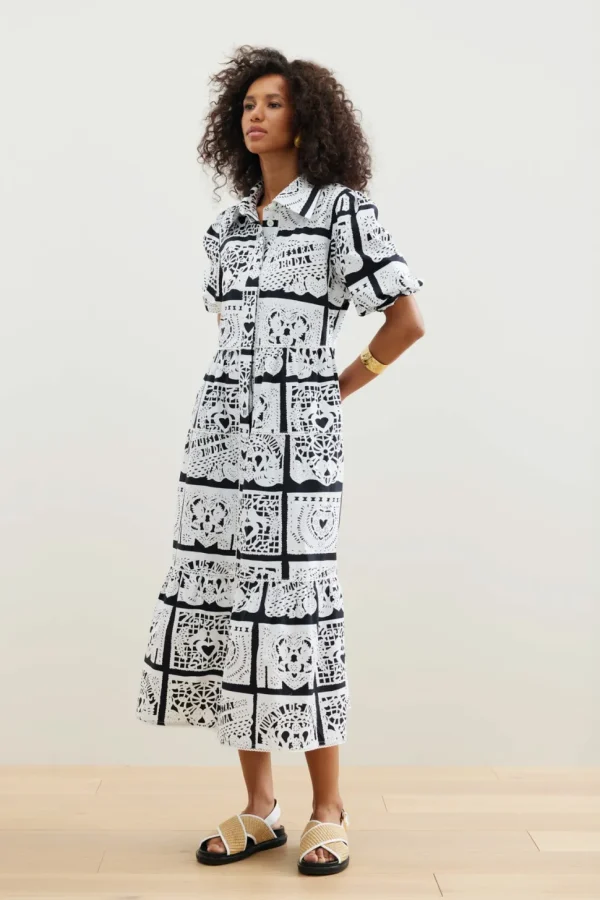 Binny - CASAMIENTO - Flags Black/White - Cotton Shirt Dress