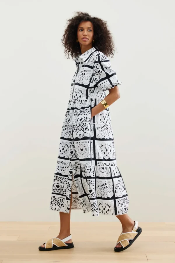 Binny - CASAMIENTO - Flags Black/White - Cotton Shirt Dress