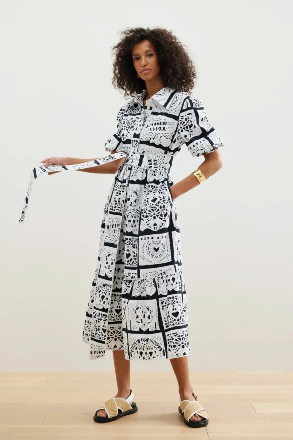Binny - CASAMIENTO - Flags Black/White - Cotton Shirt Dress