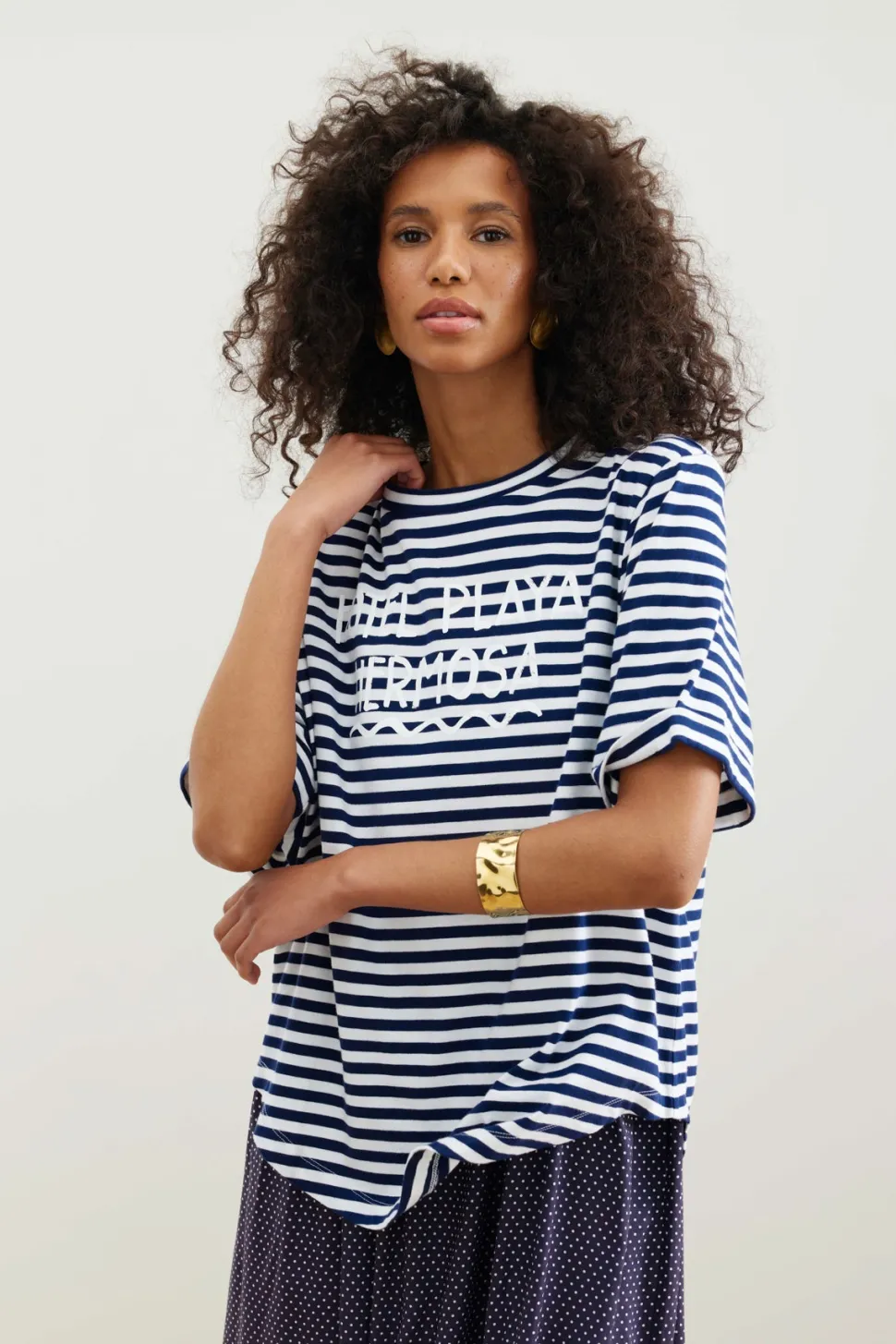binny__hotel_playa_hermos_0.webp Binny - HOTEL PLAYA HERMOSA - Navy - Cotton Stripe T-Shirt