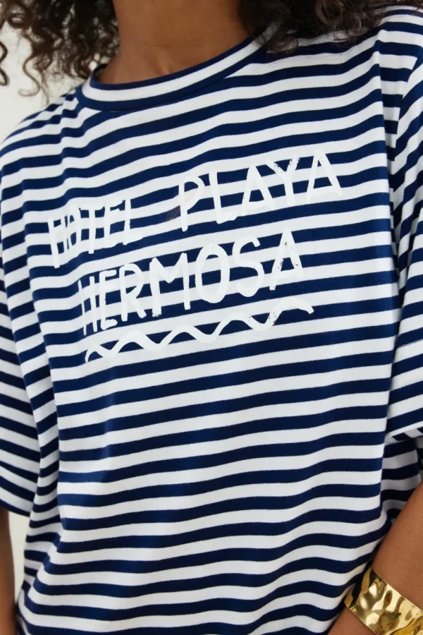 Binny - HOTEL PLAYA HERMOSA - Navy - Cotton Stripe T-Shirt