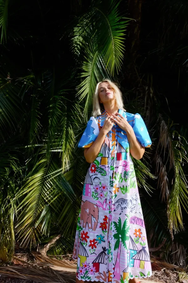 Binny - THE GODS MUST BE CRAZY - Waxcloth - Cotton Poplin Maxi Dress