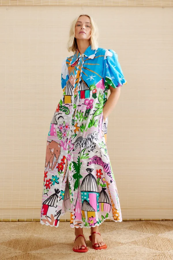 Binny - THE GODS MUST BE CRAZY - Waxcloth - Cotton Poplin Maxi Dress