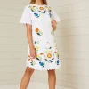 Binny - THE QUILTING SOCIETY Cotton poplin mini shift dress with applique jumbo ric rac trim detail.