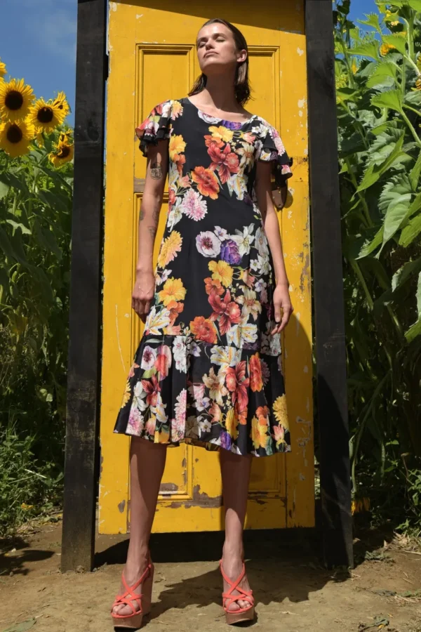 Curate - Modern Romantic Dress - Black Floral FINAL SALE