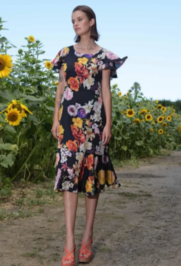 Curate - Modern Romantic Dress - Black Floral FINAL SALE