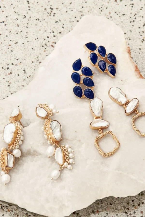 Eb & Ive - Awaken Earring - Pearl/Gold, Sapphire or Pearl Drop