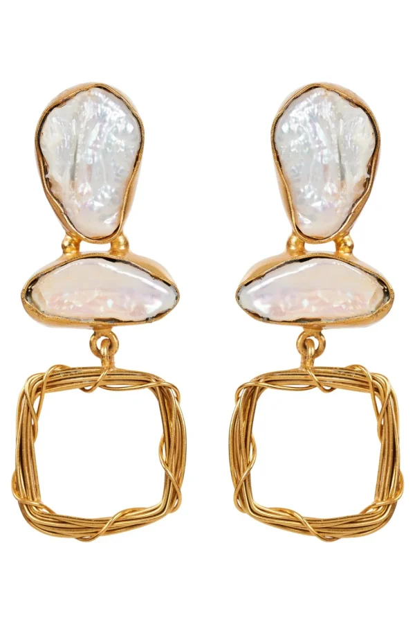 Eb & Ive - Awaken Earring - Pearl/Gold, Sapphire or Pearl Drop