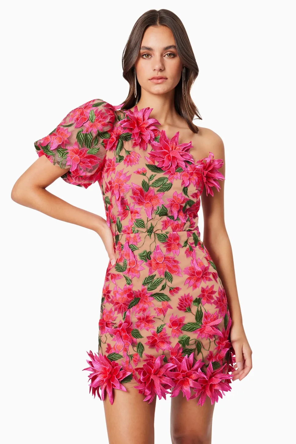 elliat__valentina_one_sho_0.webp Elliat - Valentina One Shoulder Dress - Pink Multi