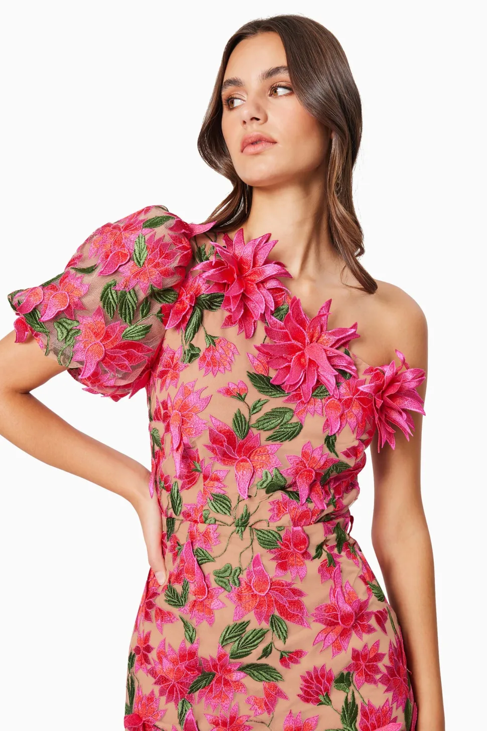 elliat__valentina_one_sho_5.webp Elliat - Valentina One Shoulder Dress - Pink Multi