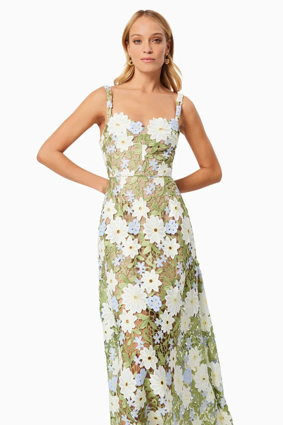 elliatt__flora_lace_midi__5.webp Elliatt - Flora Lace Midi Dress - Multi