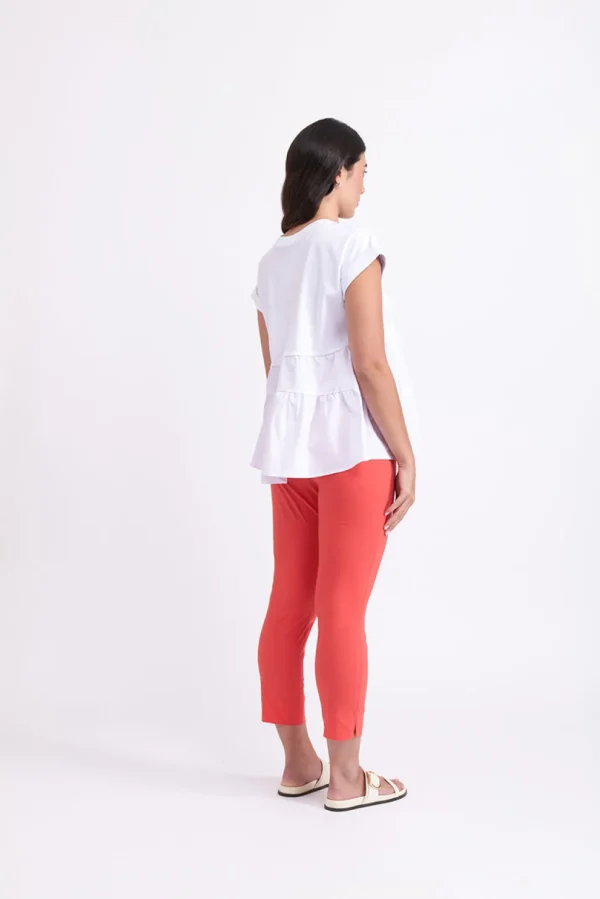 Foil - Fuss Free Trapeze Taper Capri Pant - Papaya CFO4901