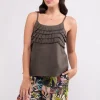 Foil - Pleat Dreams Top - Khaki CFO7856 FINAL SALE
