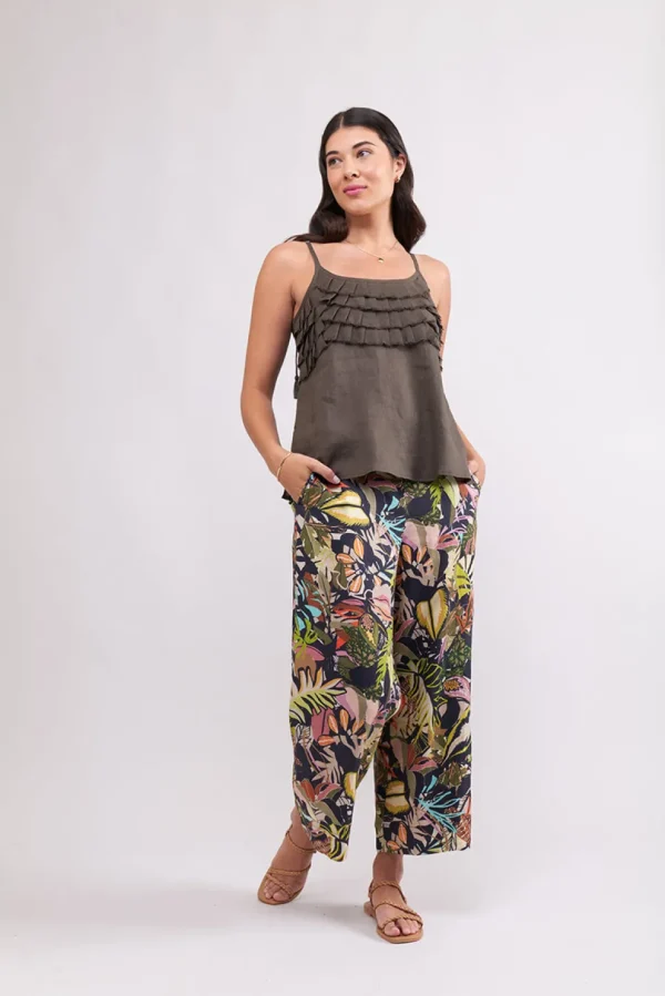 Foil - Pleat Dreams Top - Khaki CFO7856 FINAL SALE