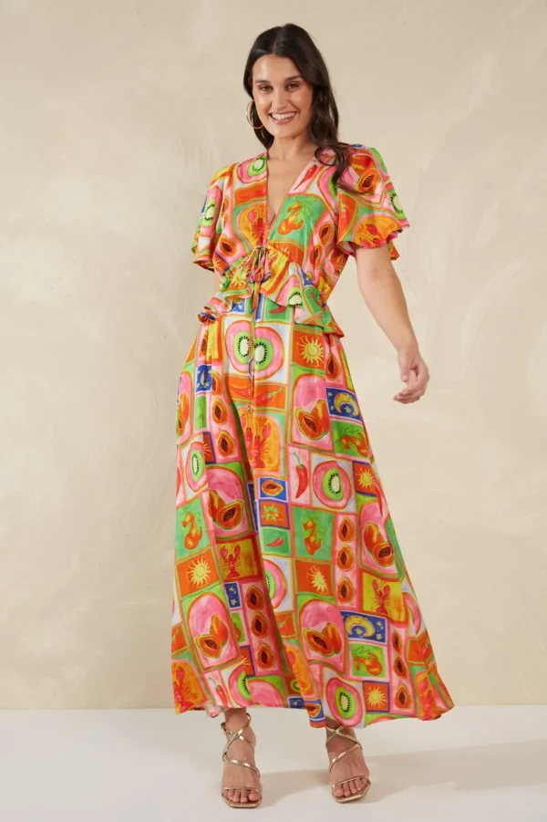 Haven - Portofino Frill Maxi Dress - Spritz FINAL SALE