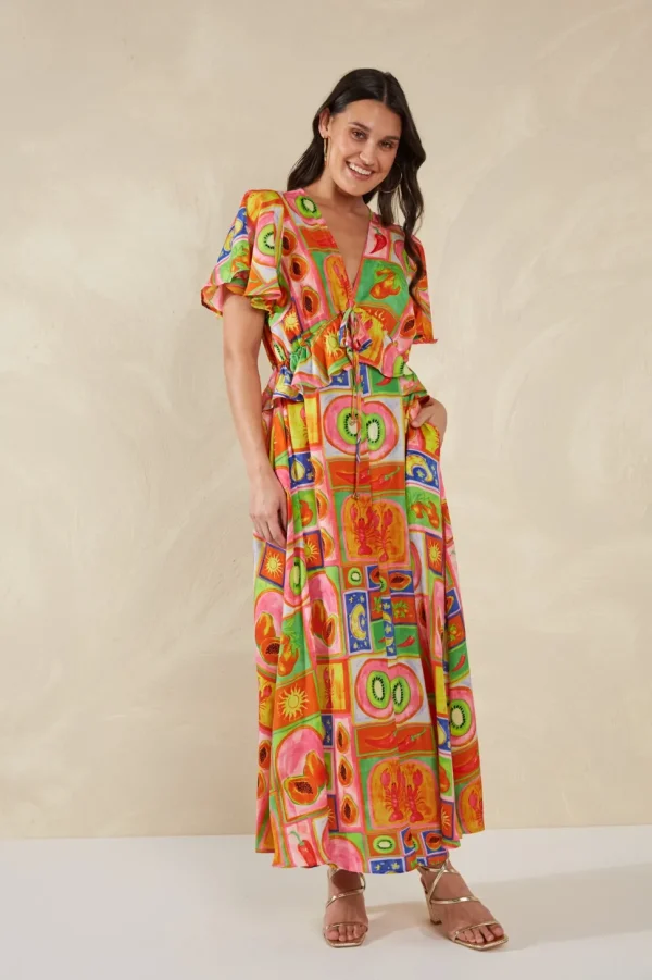Haven - Portofino Frill Maxi Dress - Spritz FINAL SALE