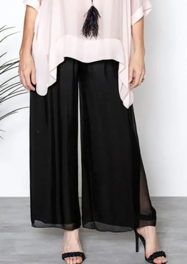 Imagine - Black Silk Gia Pant with Split 10IM2184
