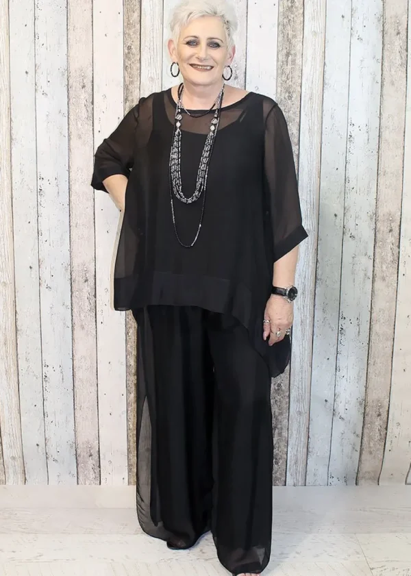 Imagine - Black Silk Gia Pant with Split 10IM2184