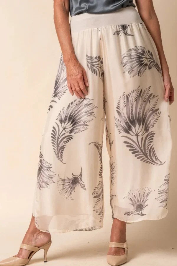 Imagine - Lucia Silk Gia Pant in Latte Print