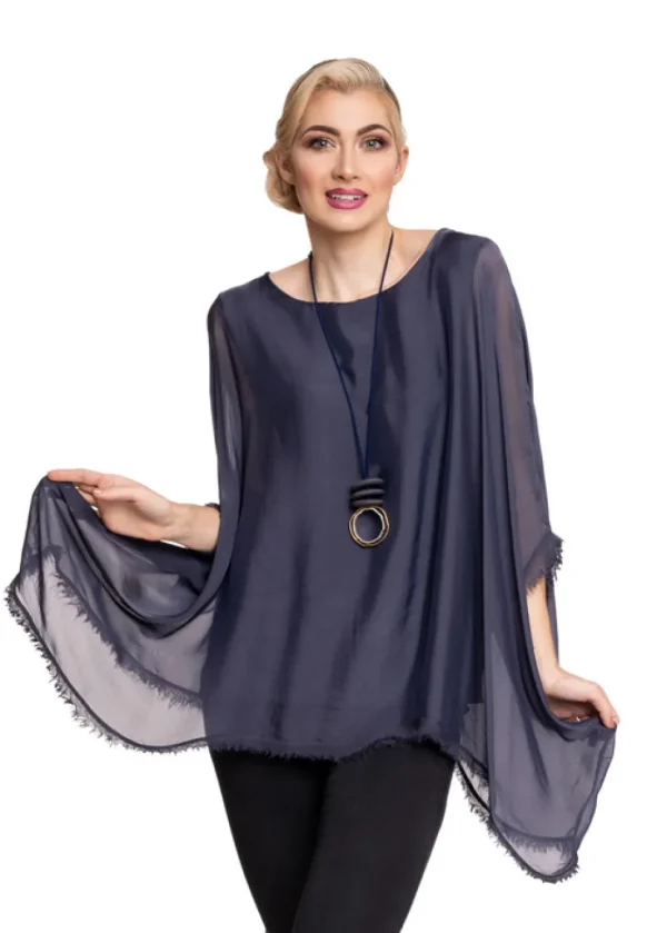 Imagine - Navy Emiliana Silk Top 10IM3028