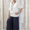 Imagine - Navy Silk Gia Pant with Split 10IM2184