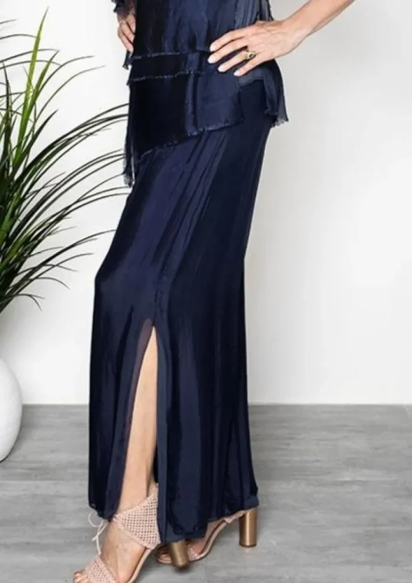 Imagine - Navy Silk Gia Pant with Split 10IM2184