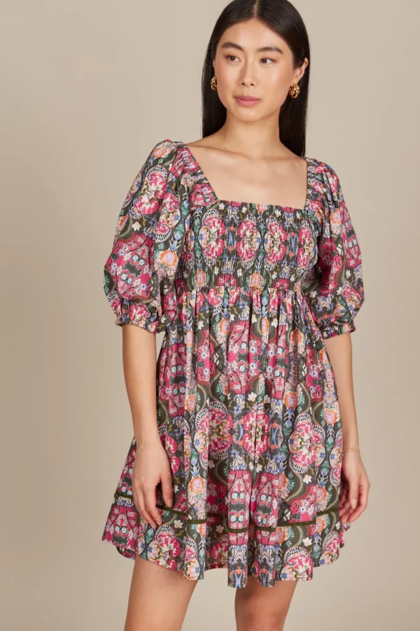 Isle of Mine - Remi Mini Dress - Olive Fleuron