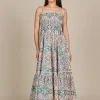 Isle of Mine - Remi Shirred Maxi Dress - Lotus Fleuron LAST ONE SIZE XS