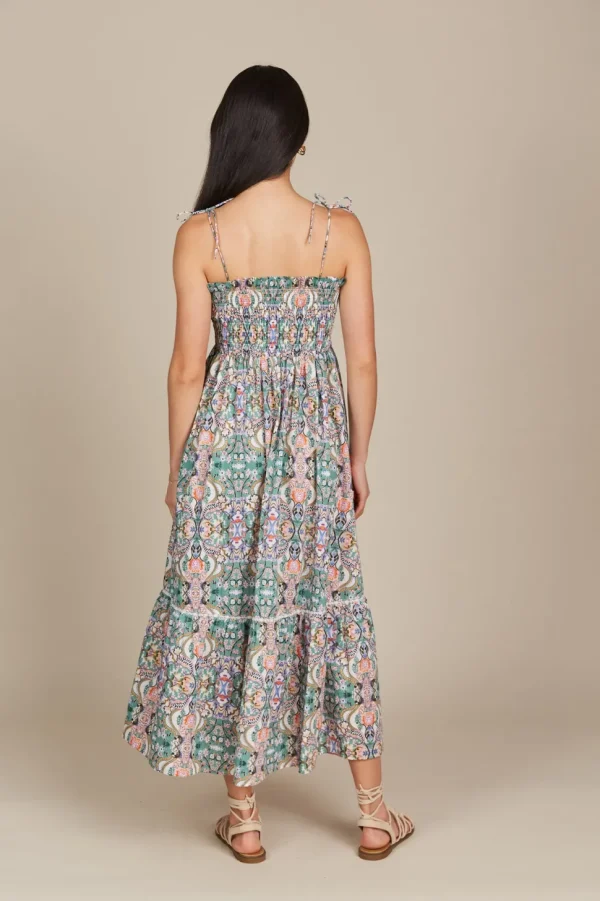 Isle of Mine - Remi Shirred Maxi Dress - Lotus Fleuron LAST ONE SIZE XS