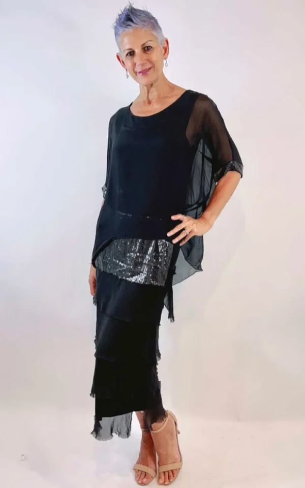La Strada - Black Silk Multi Layer Dress LSD21-703