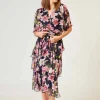 La Strada - Navy Pink Lily Cross Over Dress LAD24-8901-153
