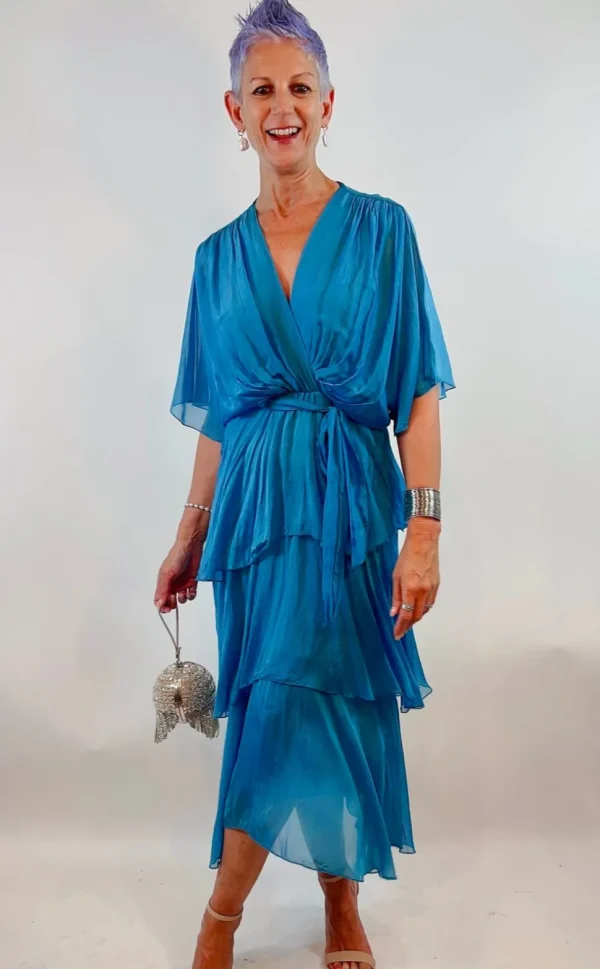 La Strada - Teal Silk Layer Ruffle Dress LSD21-901
