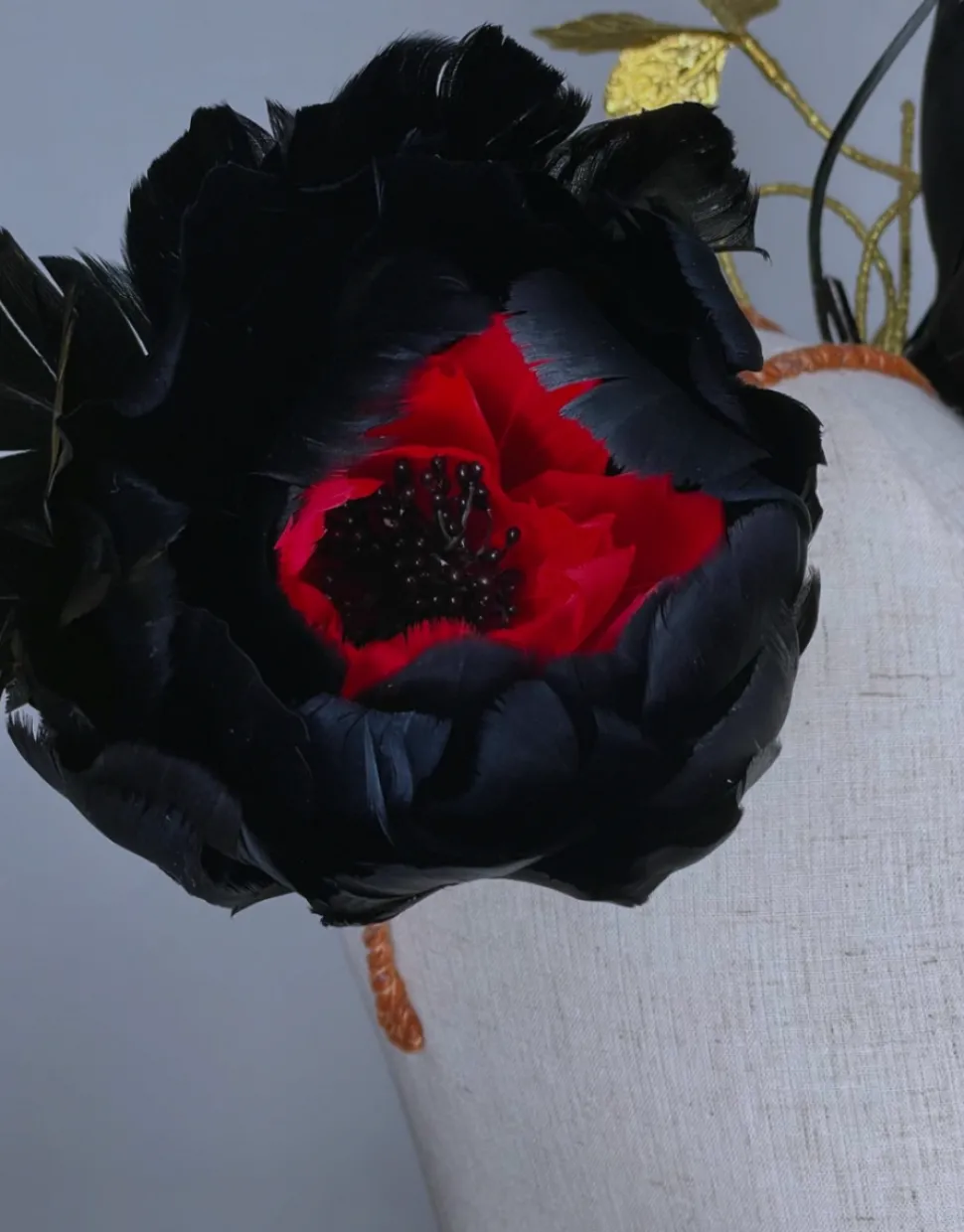 melanie_ferrero__black_la_3.webp Melanie Ferrero - Black Large Flowers with Red Centre