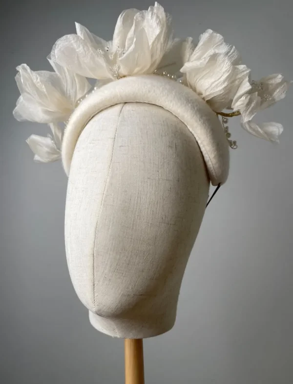 Melanie Ferrero - Cream Silk Flowers on Bandeau