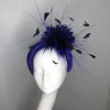 Melanie Ferrero - Electric Blue Headband with Blue Flower Black Feather