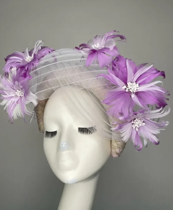 Melanie Ferrero - Mauve Feather Flower Headband