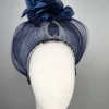 Melanie Ferrero - Navy Sinamay Halo with Silk Flowers