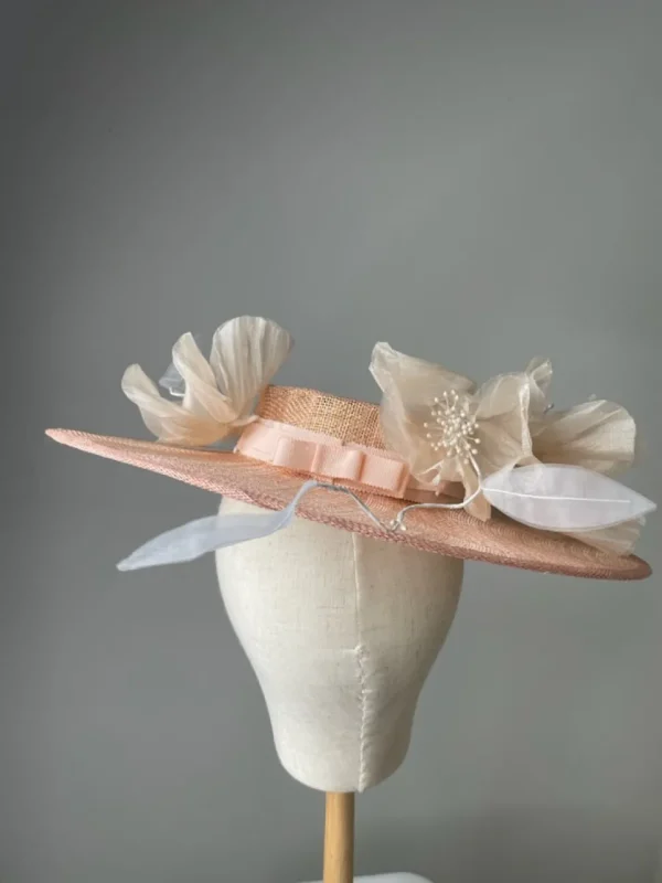 Melanie Ferrero - Peach with Ivory Floral Hat
