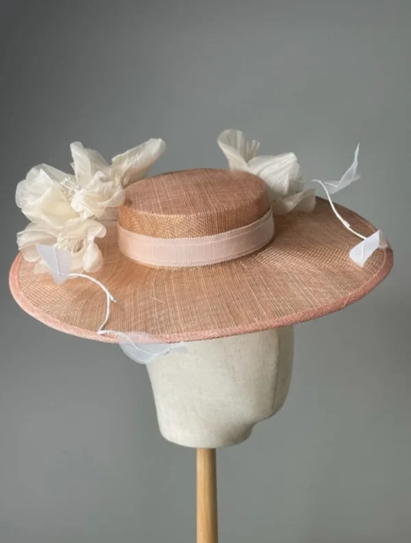 Melanie Ferrero - Peach with Ivory Floral Hat