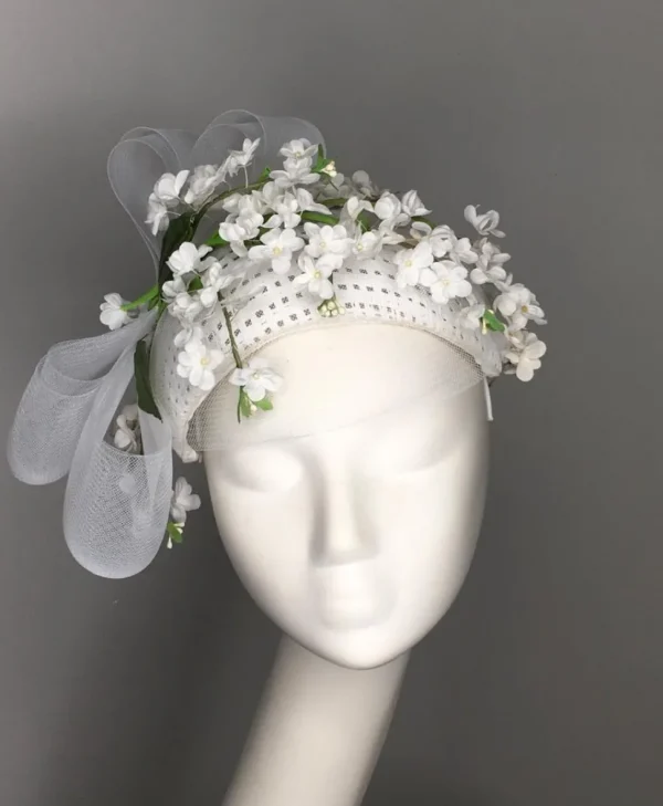 Melanie Ferrero - White Weave Bandeau with Green Flowers