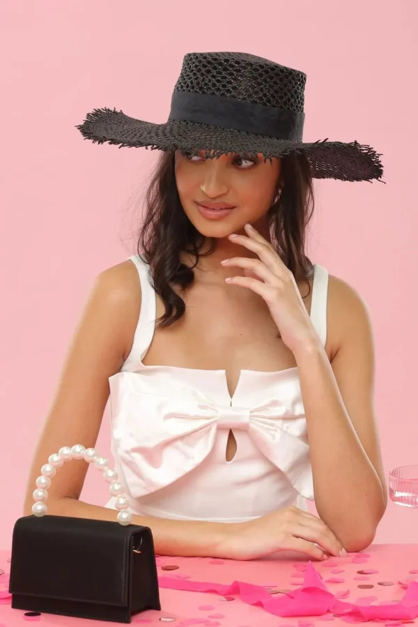 Morgan & Taylor - Black Cami Boater HM1018