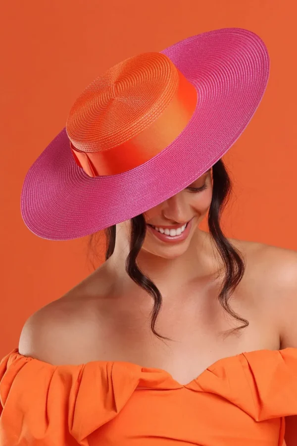 Morgan & Taylor - Pink/Orange Domino Boater HM1008