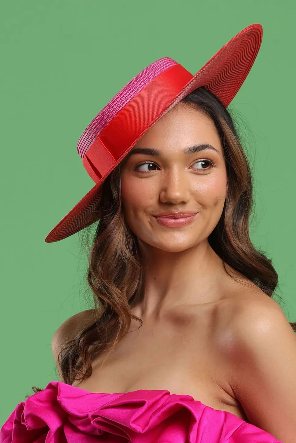 morgan__taylor__redpink_d_2.webp Morgan & Taylor - Red/Pink Domino Boater HM1008