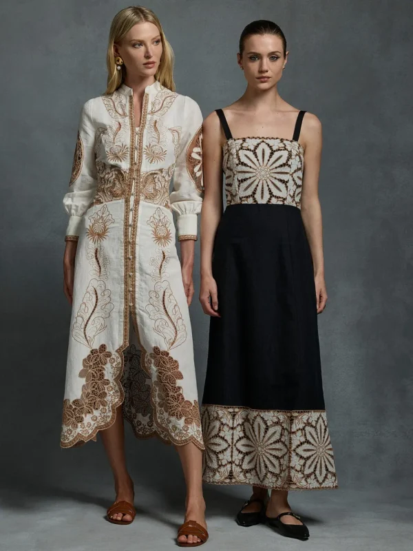 Moss & Spy - Alma Midi Dress - Ivory
