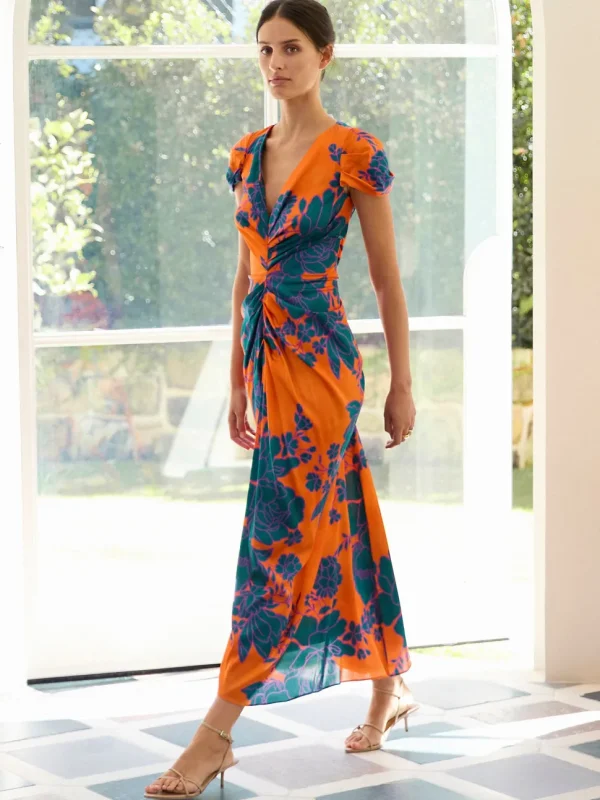 Moss & Spy - Calista Midi Dress - Tangerine Teal