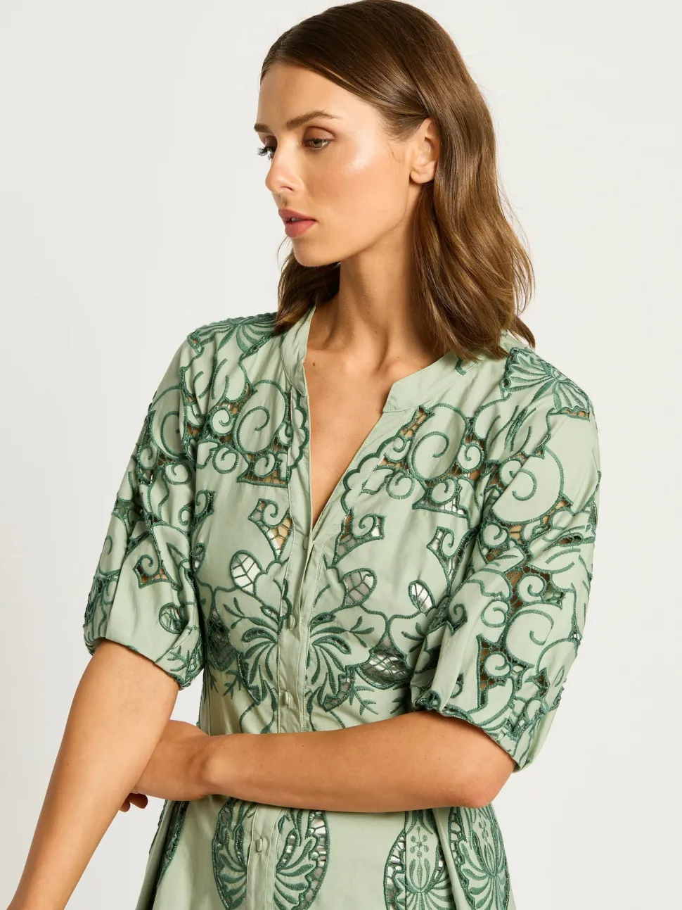 moss__spy__gemma_short_dr_3.webp Moss & Spy - Gemma Short Dress - Leaf Green FINAL SALE