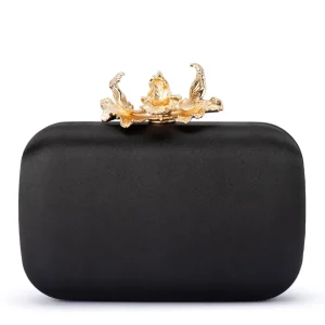 Olga Berg - BLACK ADELE Orchid Lock Clutch - OB6505